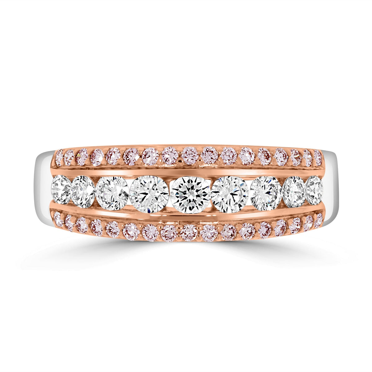 Three Row Fancy Pink Diamond Dress Ring