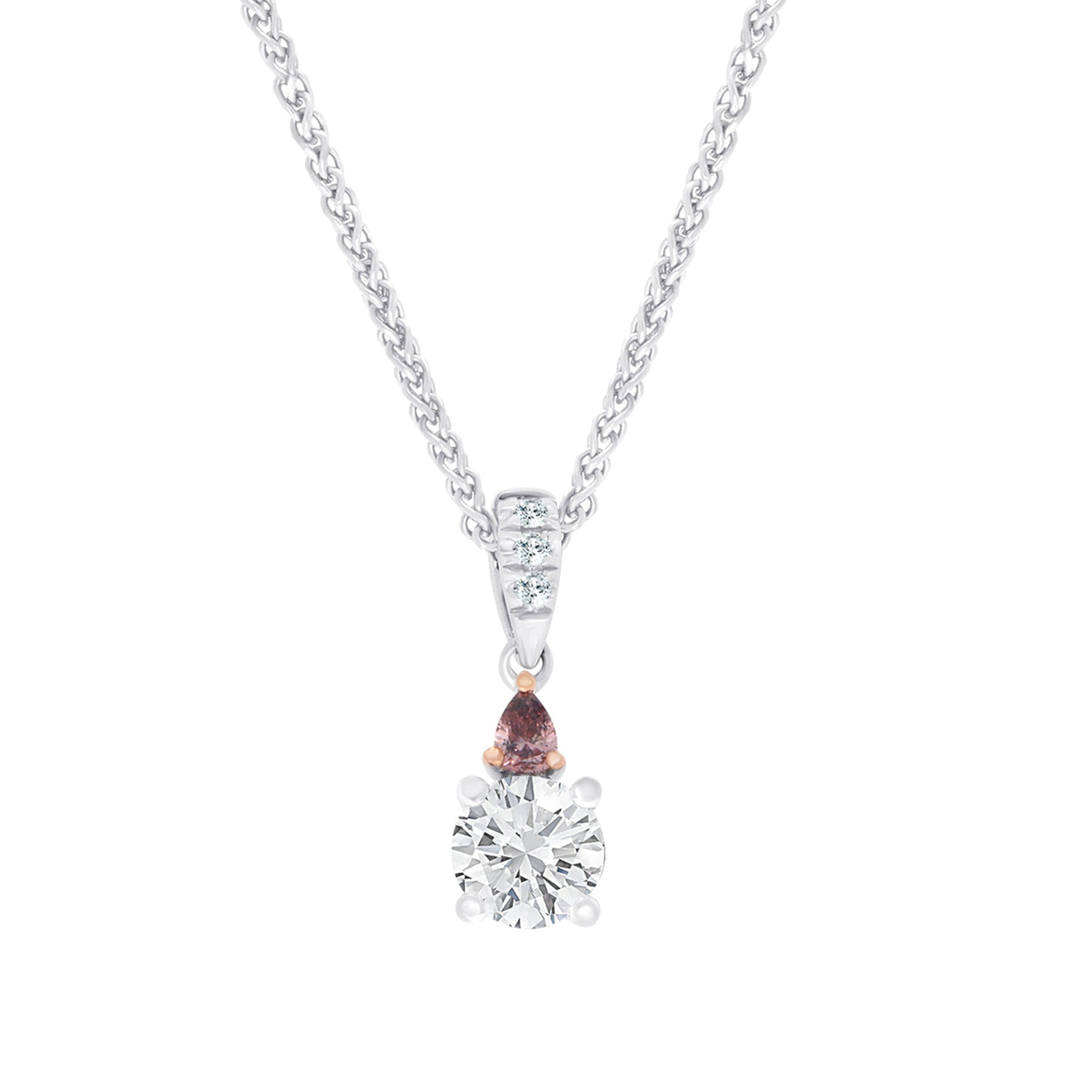 Round Brilliant & Pink Diamond Pendant