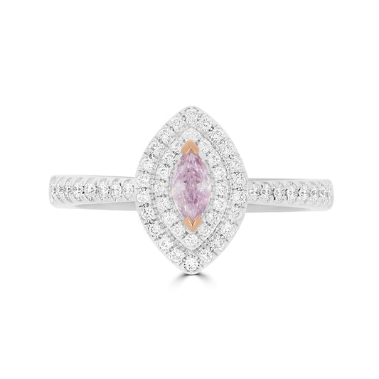 Double Halo Pink Marquise Diamond Ring - Rosendorff Diamond Jewellers