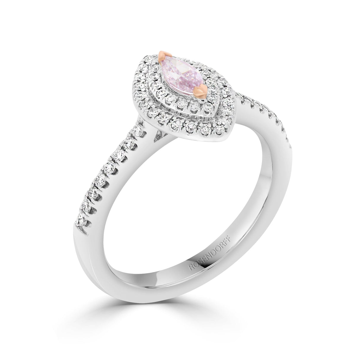 Double Halo Pink Marquise Diamond Ring - Rosendorff Diamond Jewellers