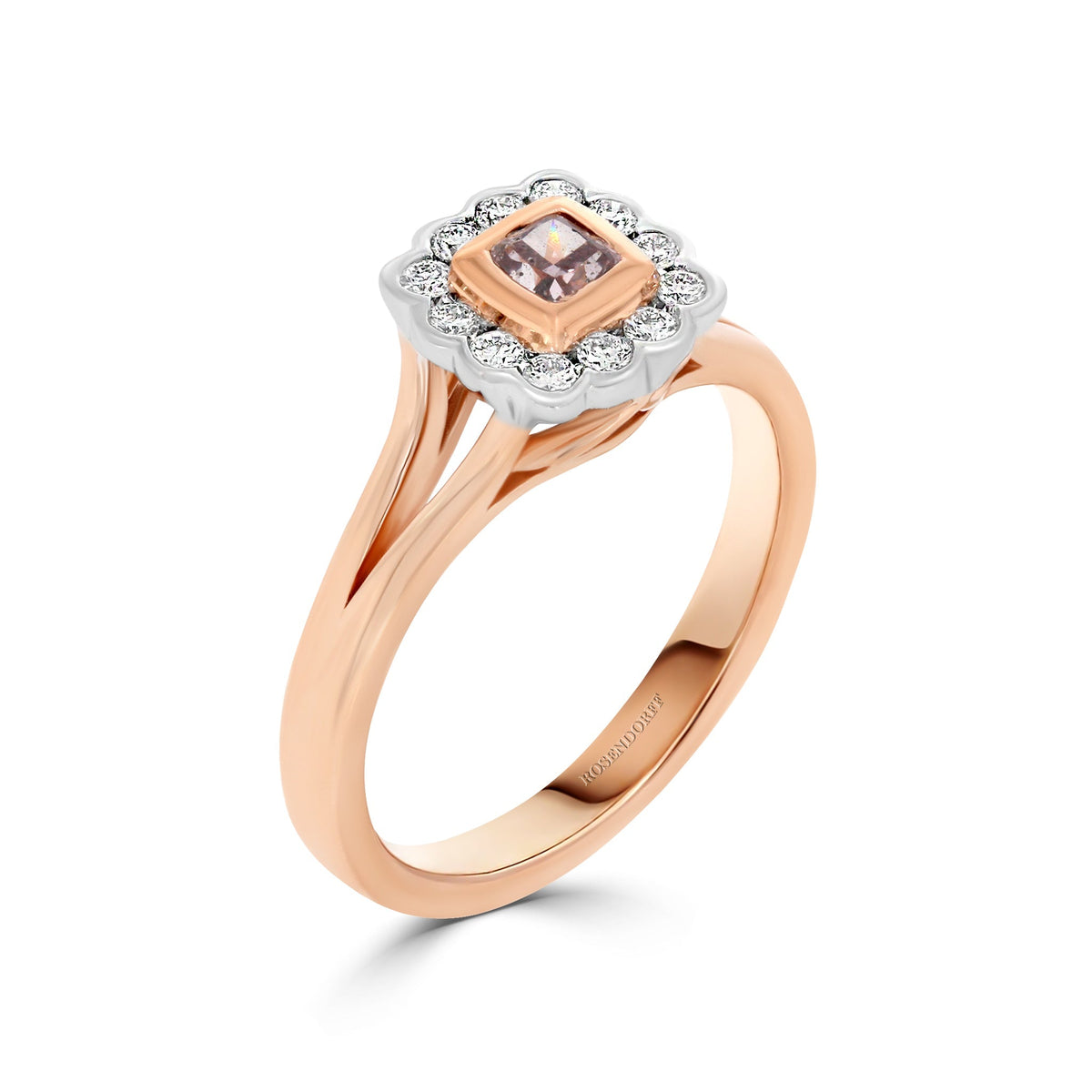 Natural Fancy Pink Halo Ring
