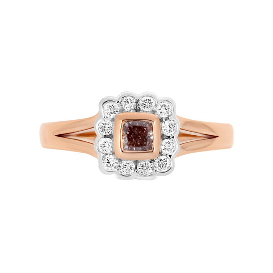 Natural Fancy Pink Halo Ring