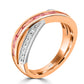 Natural Intense Pink Baguette Diamonds Cross-Over Ring