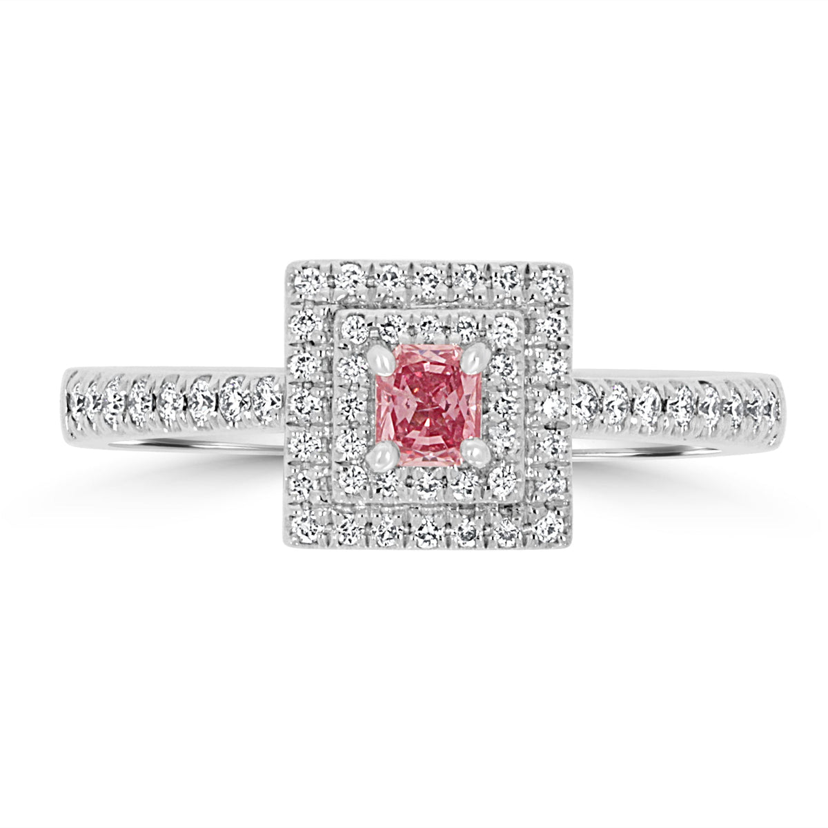 Natural Pink Double Halo Diamond Ring