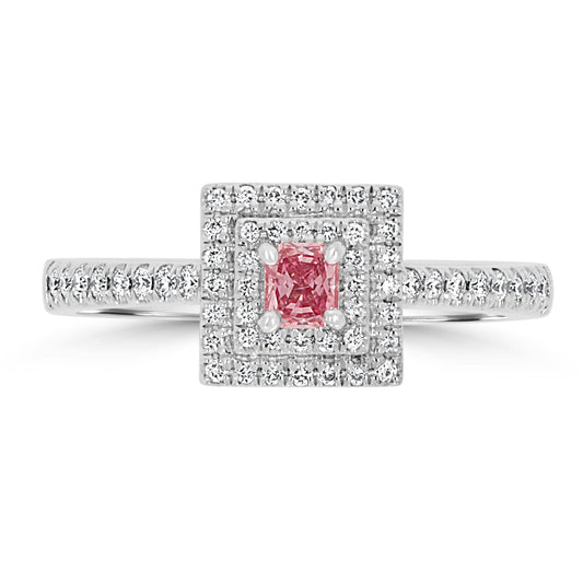 Natural Pink Double Halo Diamond Ring