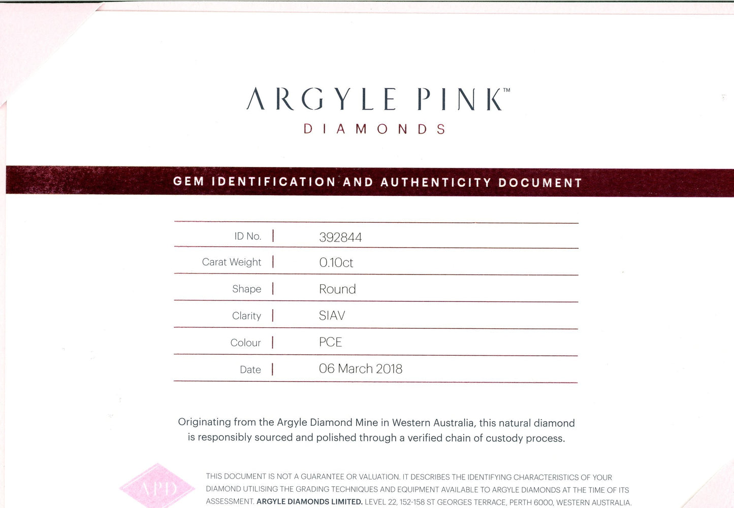 Argyle Pink Diamond PCE