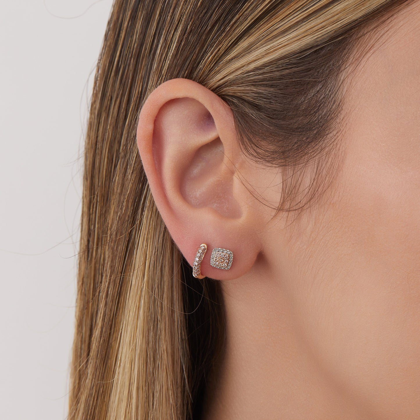 Eminence Pinks Diamond Square Earrings