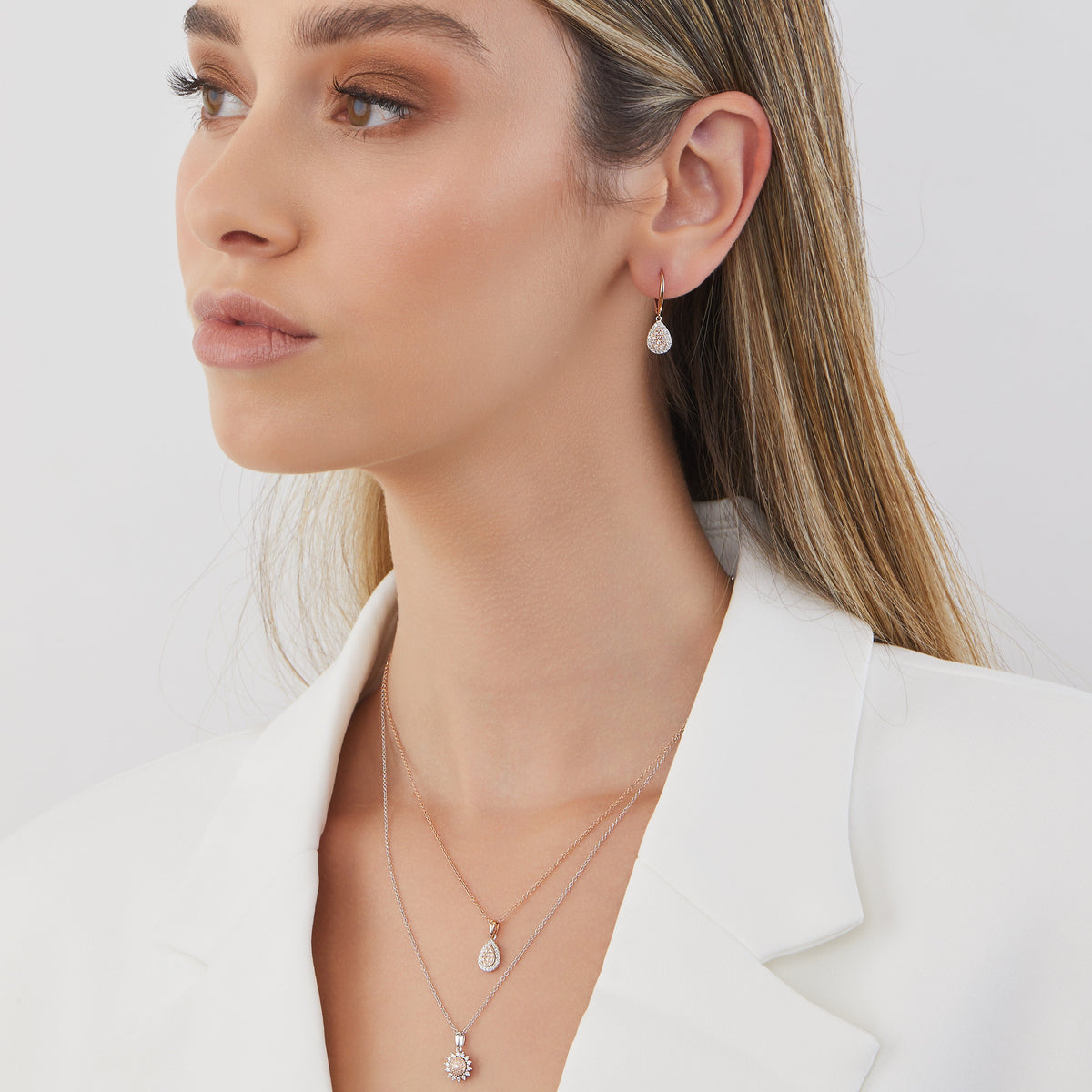 Eminence Pinks Diamond Sunflower Pendant | White Gold