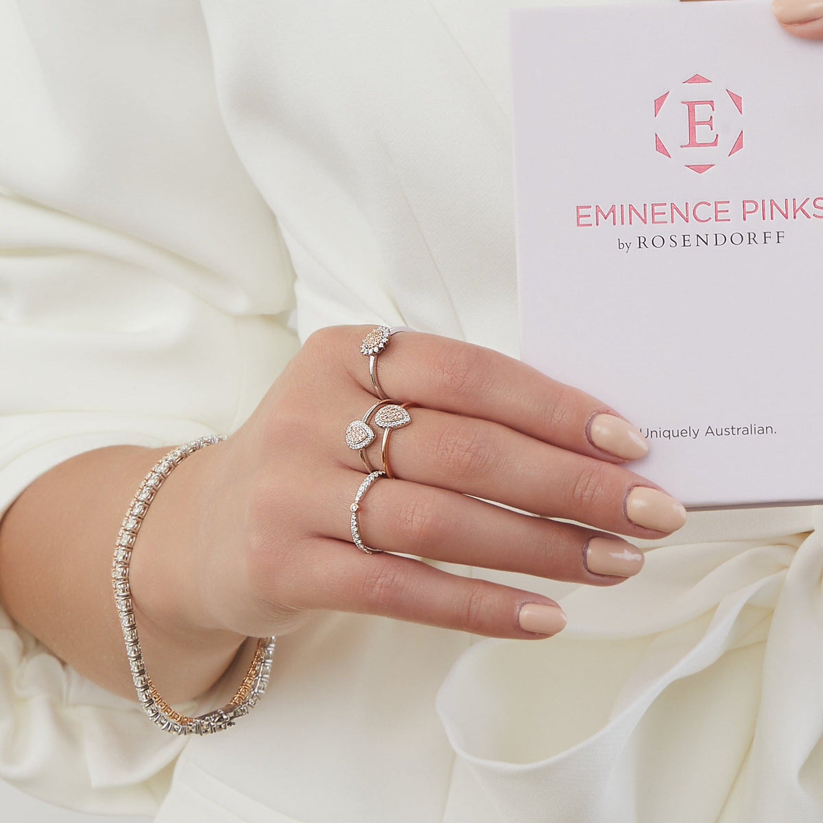 Eminence Pinks Diamond Pear Ring | White Gold