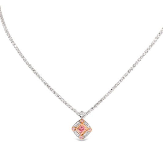 Pink Argyle Cushion Cut Diamond Fancy Art Deco Halo Pendant