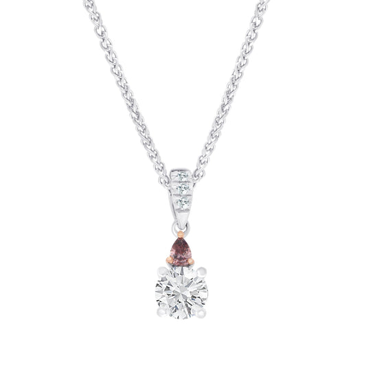 Round Brilliant & Pink Diamond Pendant