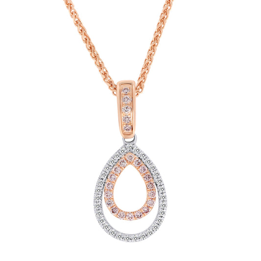 Pink & White Diamond Droplet Pendant