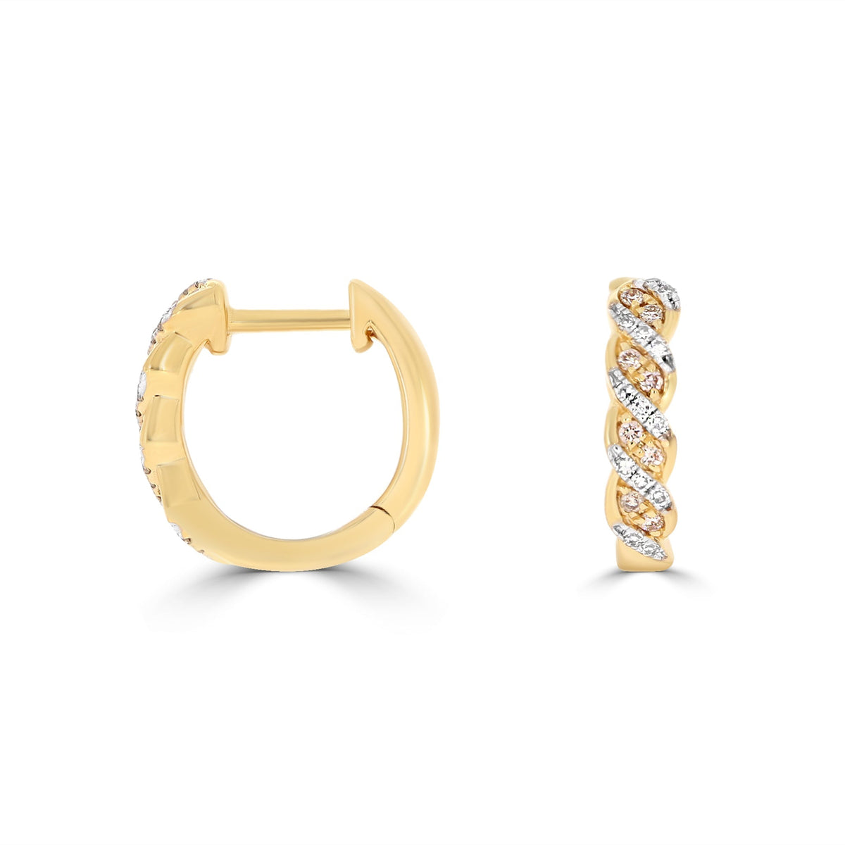 Eminence Pink Diamond Twist Hoops In Yellow Gold  Valued at $2880.00