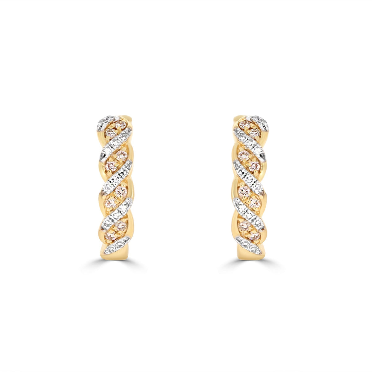 Eminence Pink Diamond Twist Hoops In Yellow Gold  Valued at $2880.00