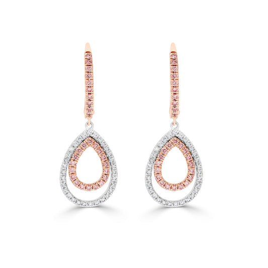 Pink & White Diamond Droplet Earrings