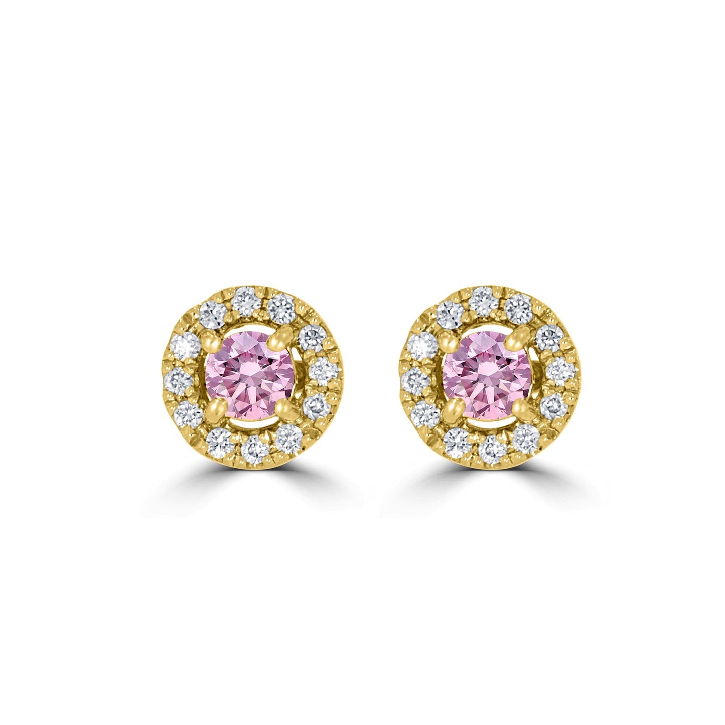 7P Argyle Pink Diamond Earrings | Yellow Gold