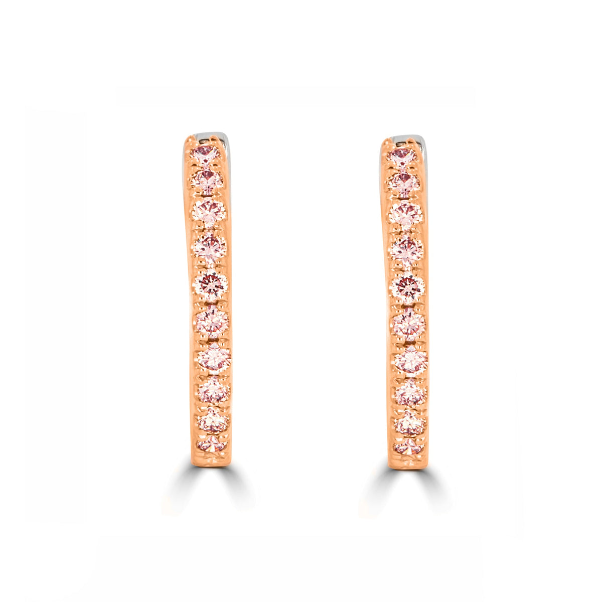 Pink & White Diamond Hoop Earrings