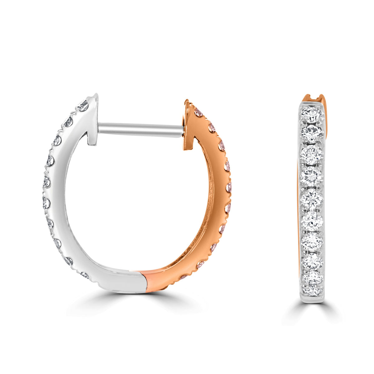 Pink & White Diamond Hoop Earrings