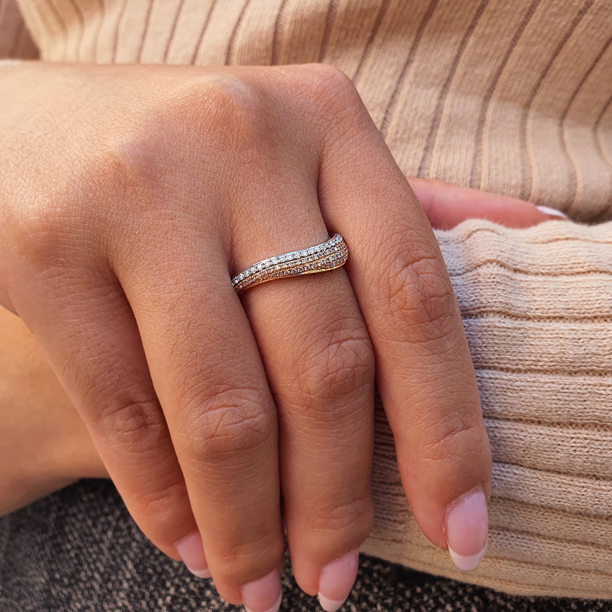 Pink Diamond Wave Ring