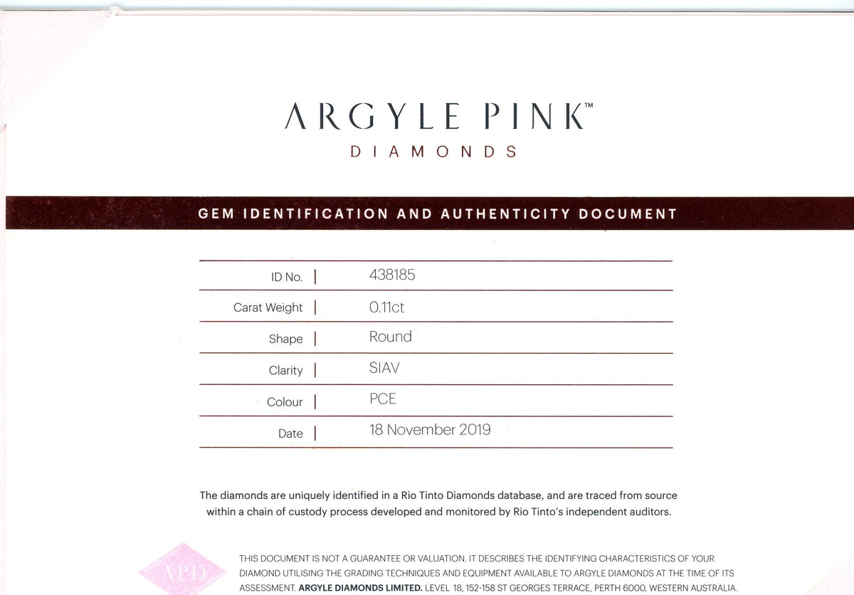 Argyle Pink Diamond PCE SI 0.11ct Loose