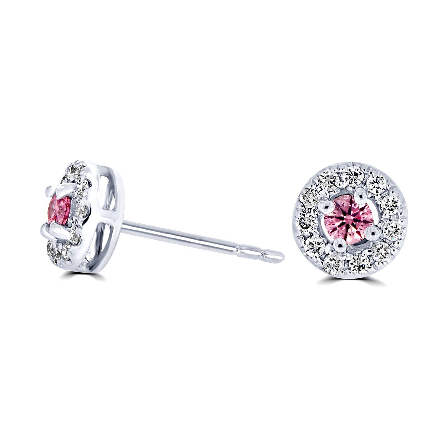 Argyle Pink Halo Diamond Earrings