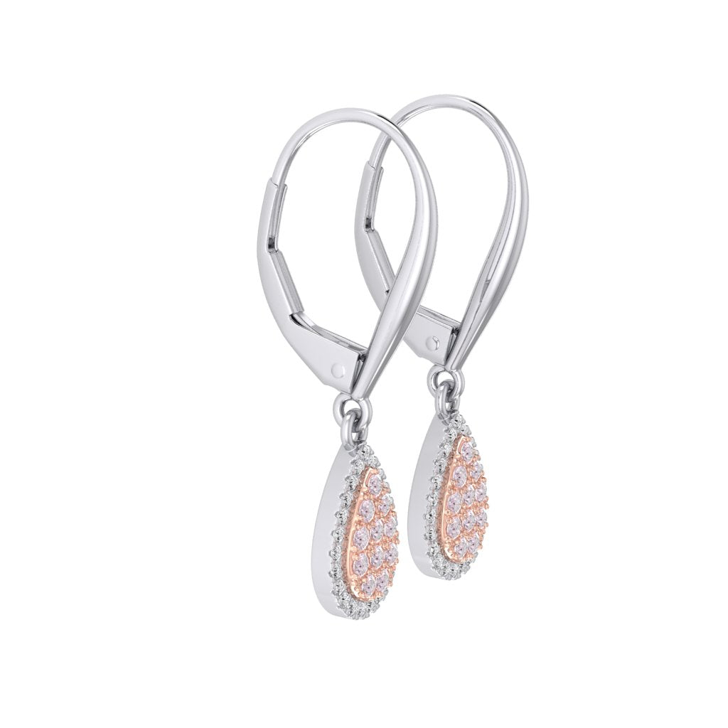 Eminence Pinks Diamond Pear Earrings | White Gold