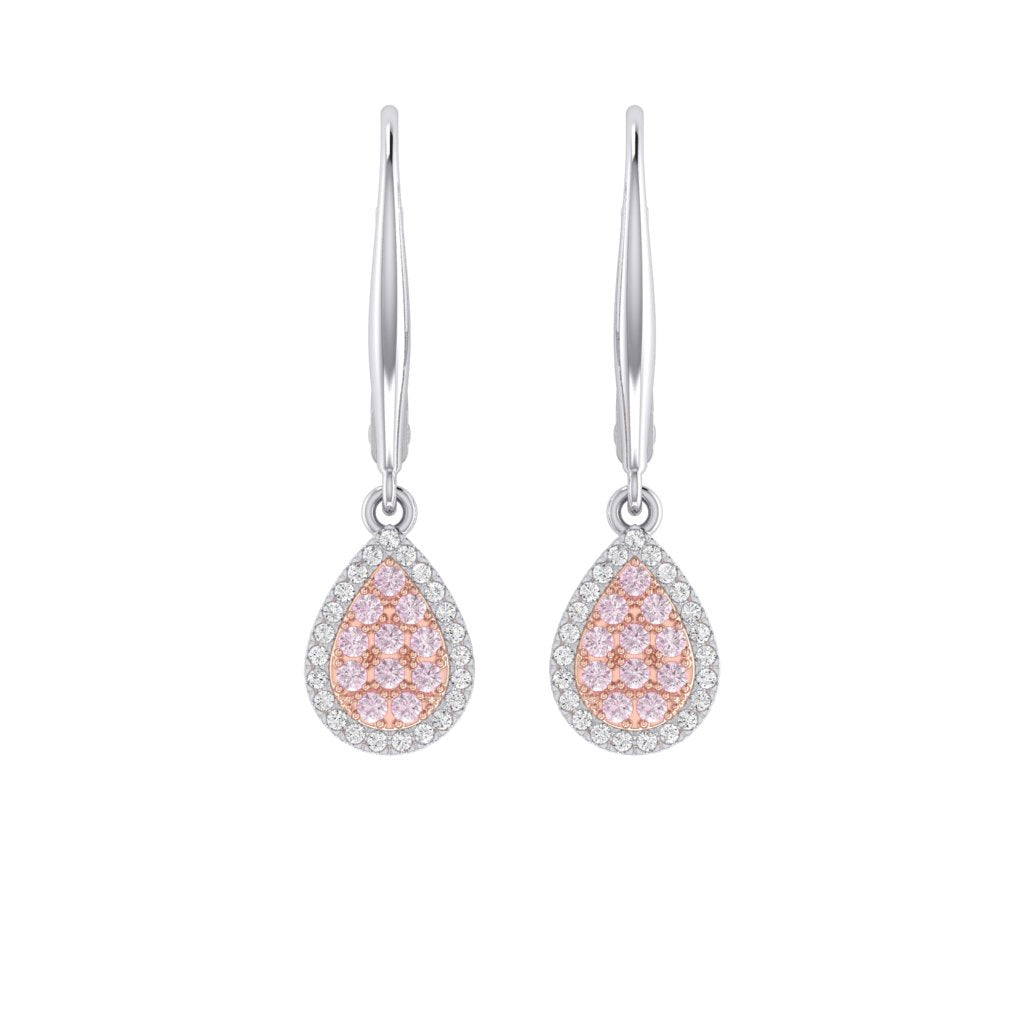 Eminence Pinks Diamond Pear Earrings | White Gold