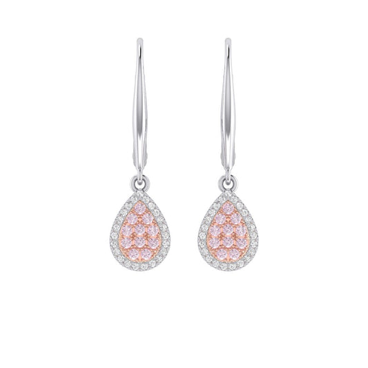 Eminence Pinks Diamond Pear Earrings | White Gold