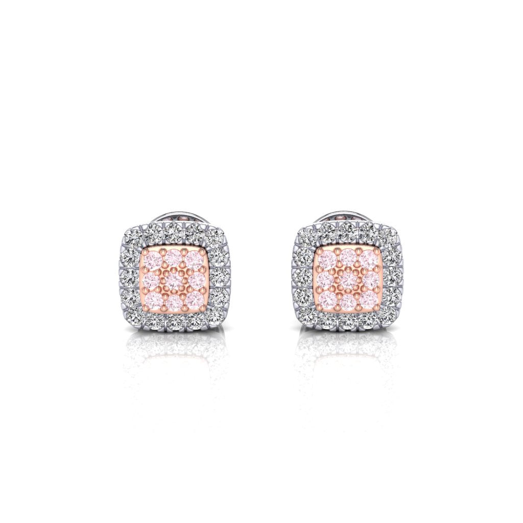 Eminence Pinks Diamond Square Earrings | White Gold