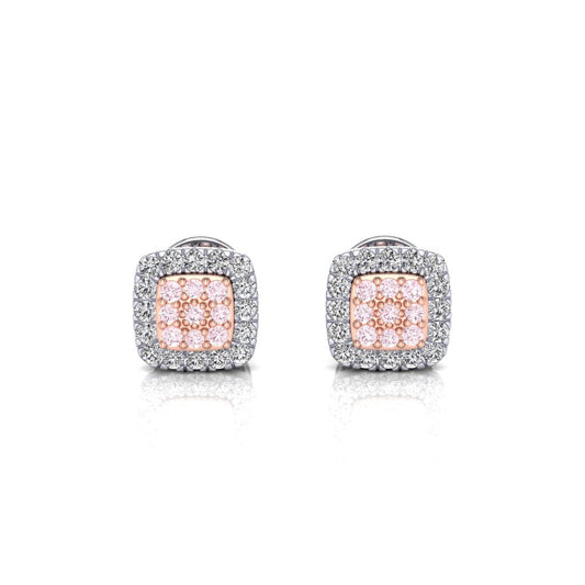 Eminence Pinks Diamond Square Earrings | White Gold