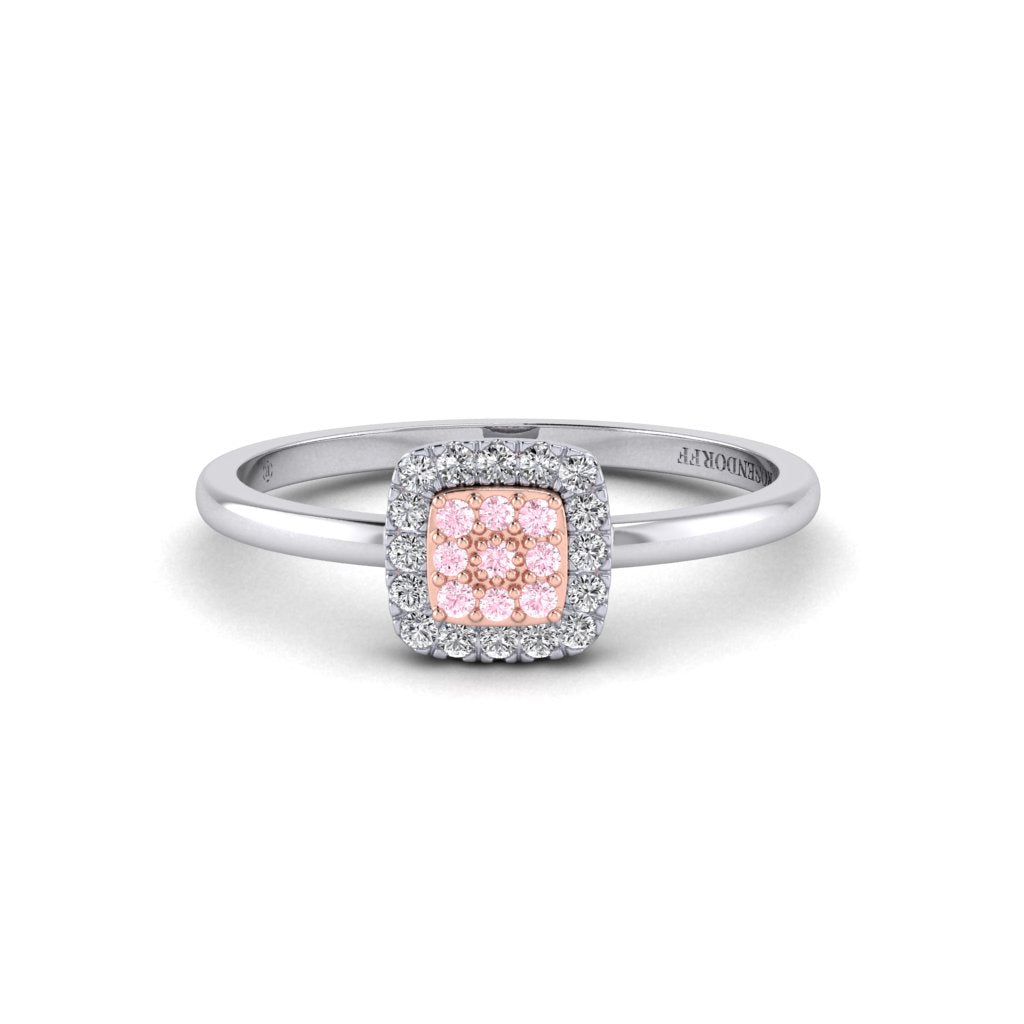 Eminence Pinks Diamond Square Ring | White Gold