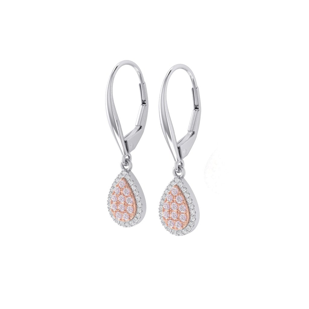 Eminence Pinks Diamond Pear Earrings | White Gold