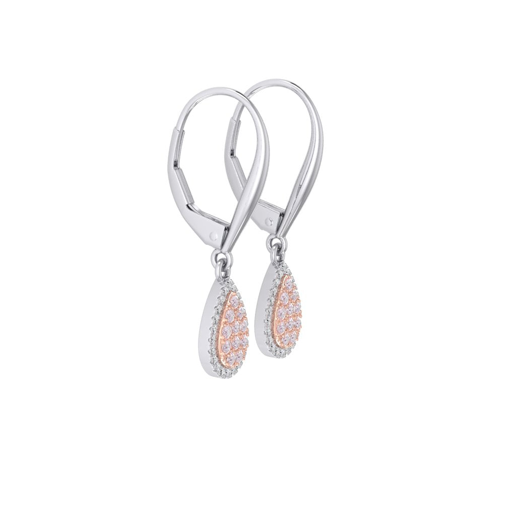 Eminence Pinks Diamond Pear Earrings | White Gold