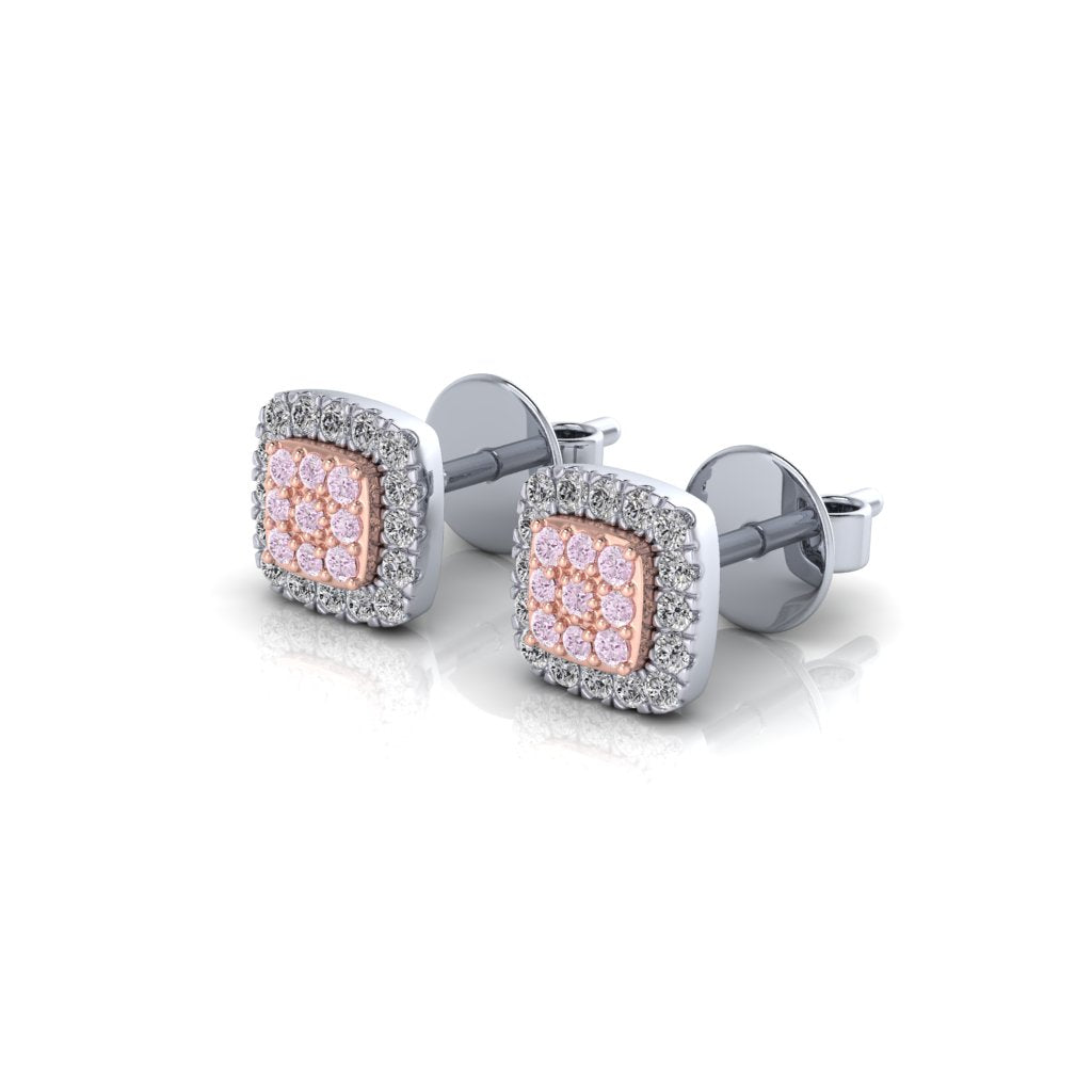 Eminence Pinks Diamond Square Earrings | White Gold