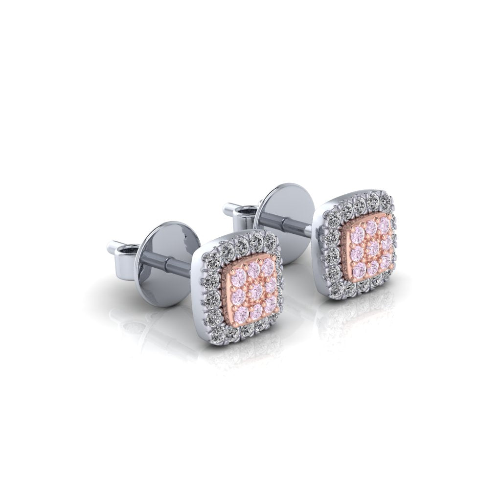 Eminence Pinks Diamond Square Earrings | White Gold
