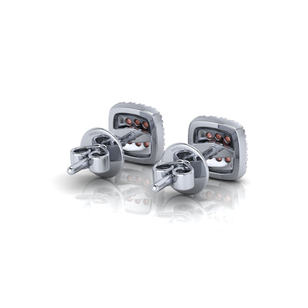 Eminence Pinks Diamond Square Earrings | White Gold