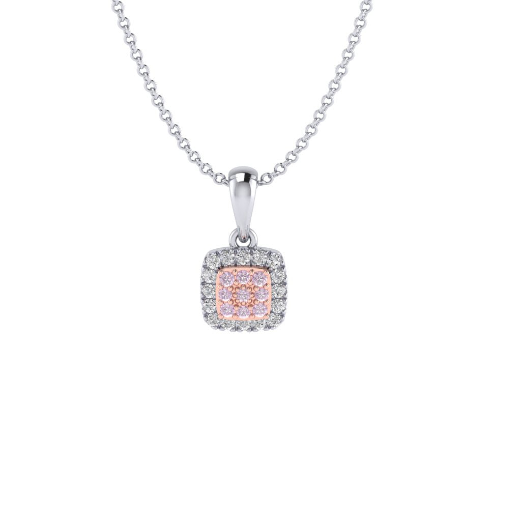 Eminence Pinks Diamond Square Pendant | White Gold