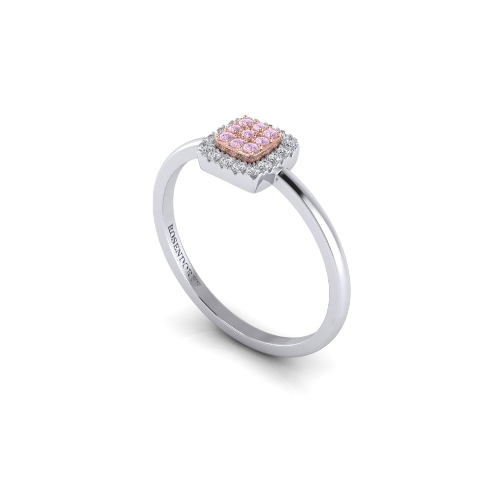 Eminence Pinks Diamond Square Ring | White Gold