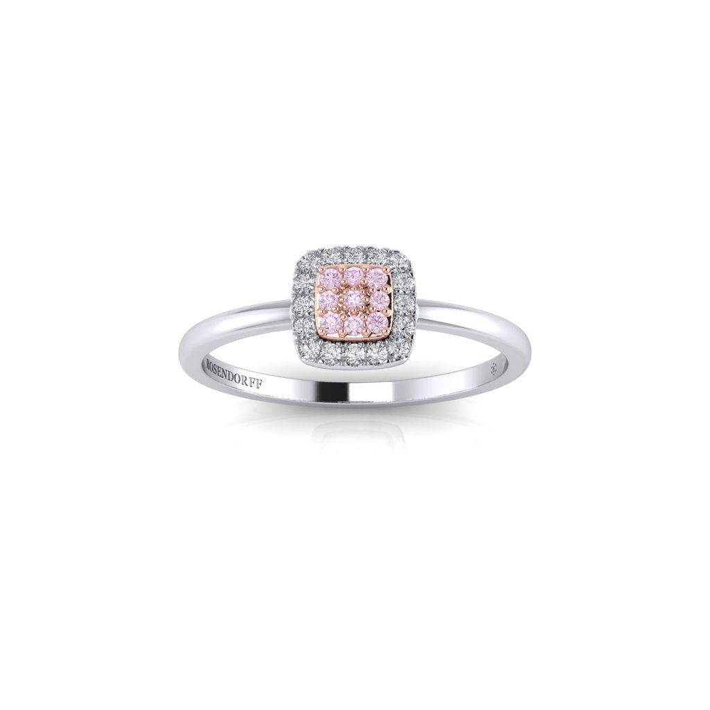 Eminence Pinks Diamond Square Ring | White Gold