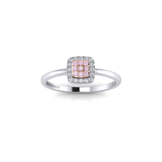 Eminence Pinks Diamond Square Ring | White Gold