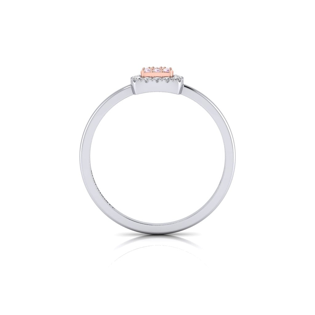 Eminence Pinks Diamond Square Ring | White Gold