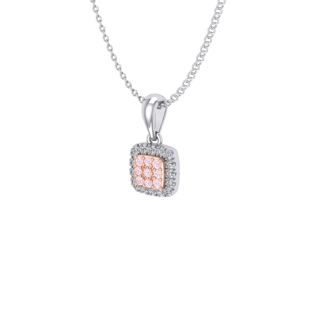 Eminence Pinks Diamond Square Pendant | White Gold