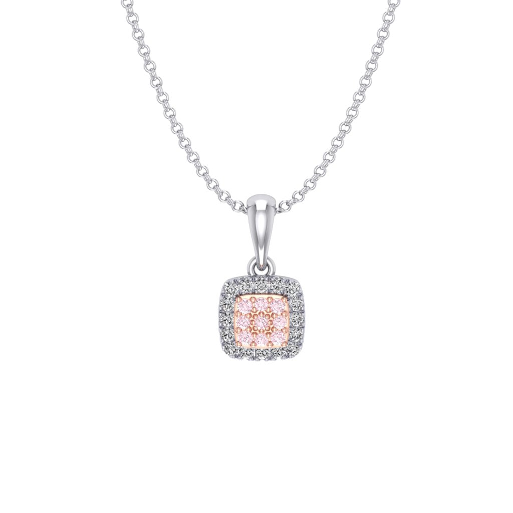 Eminence Pinks Diamond Square Pendant | White Gold