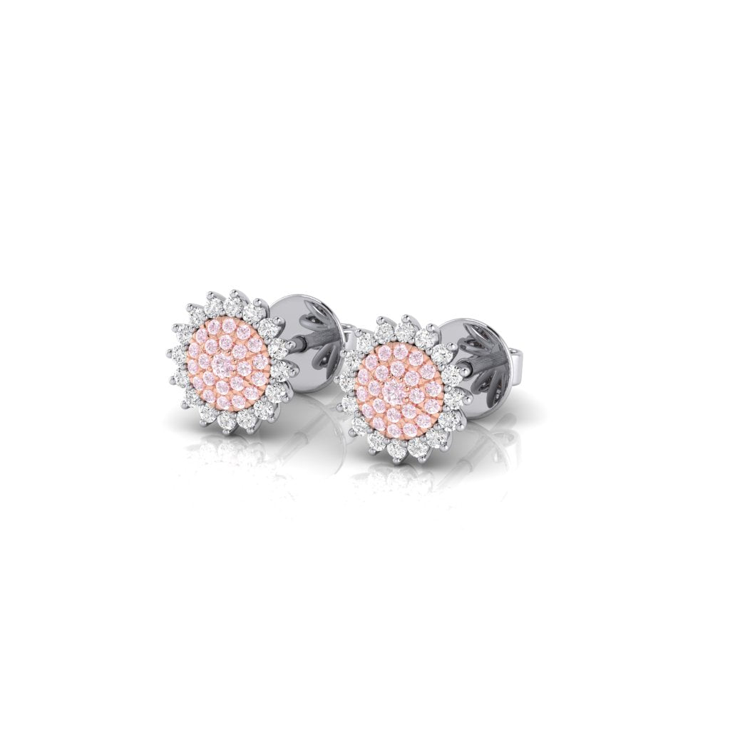 Eminence Pinks Diamond Sunflower Earrings | White Gold
