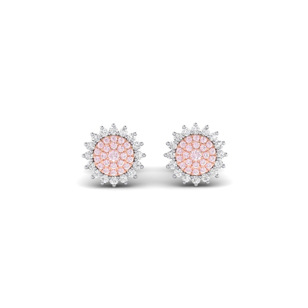 Eminence Pinks Diamond Sunflower Earrings | White Gold