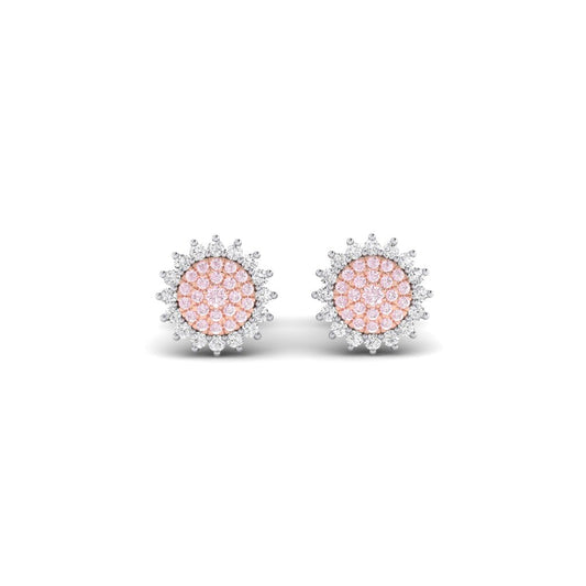 Eminence Pinks Diamond Sunflower Earrings | White Gold