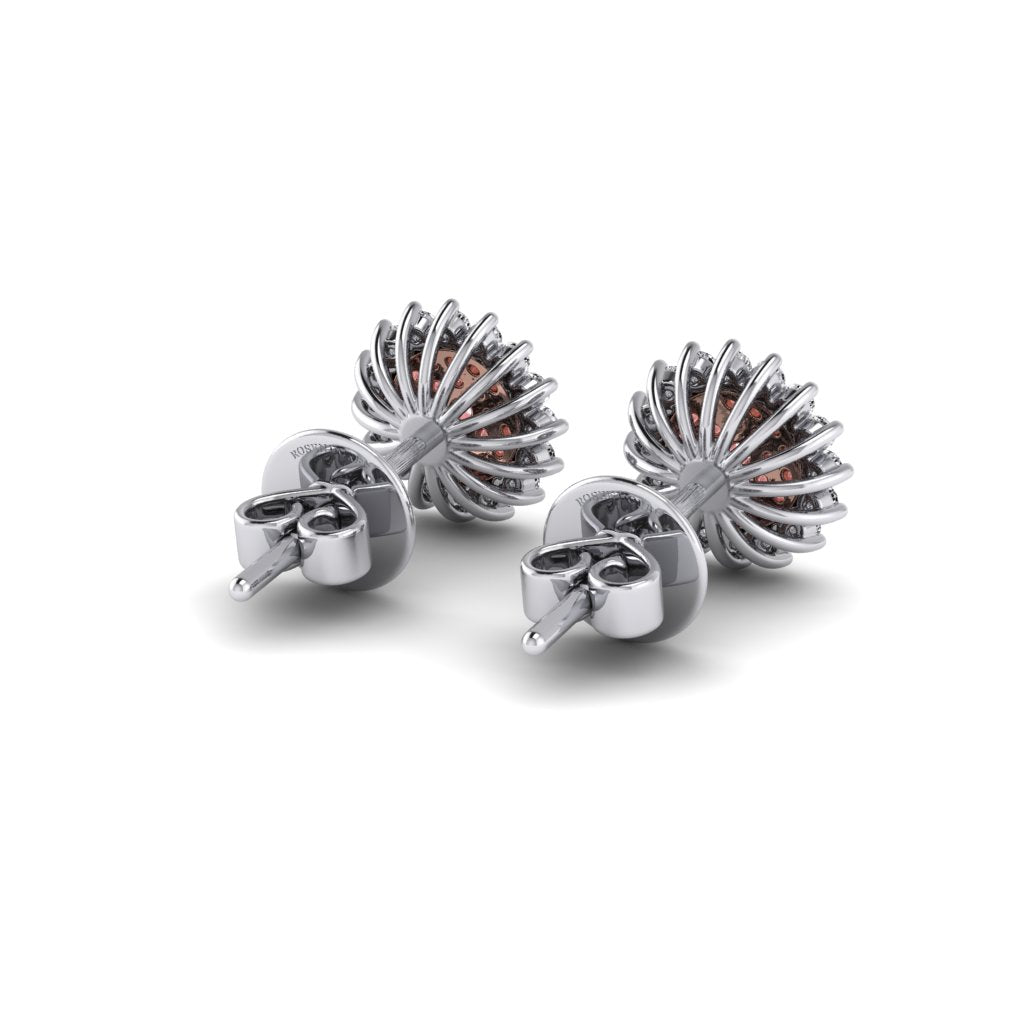 Eminence Pinks Diamond Sunflower Earrings | White Gold