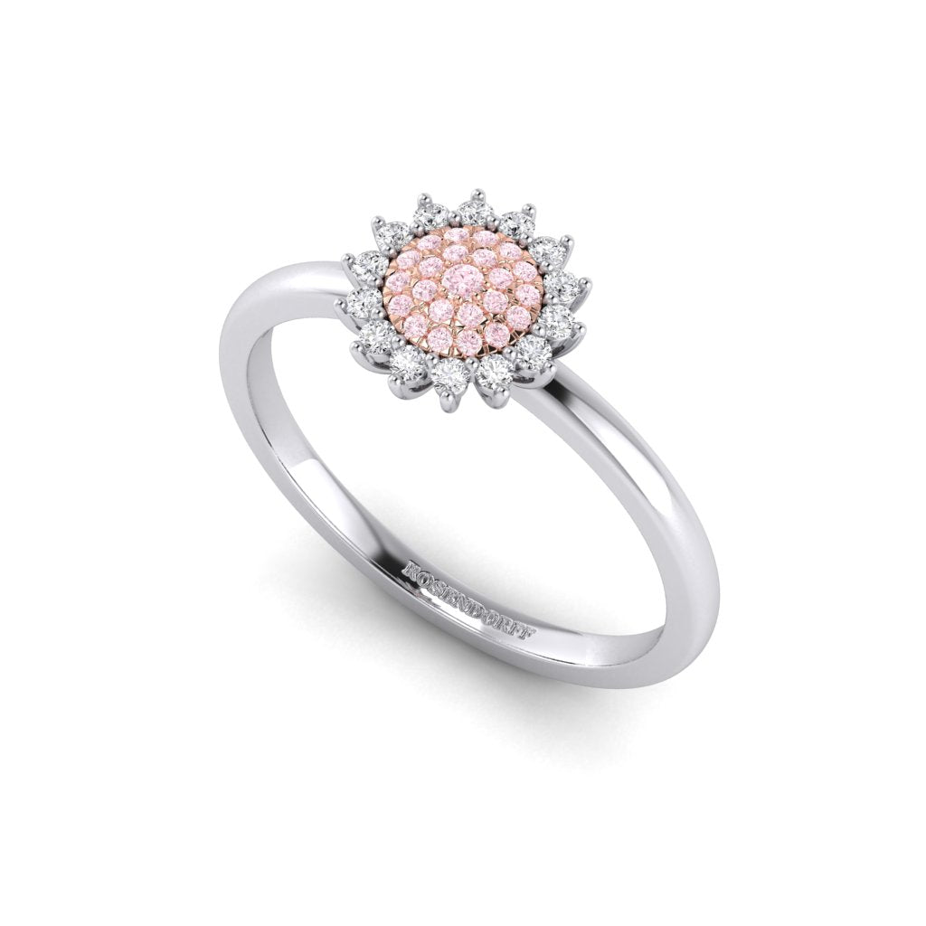 Eminence Pinks Diamond Sunflower Ring | White Gold