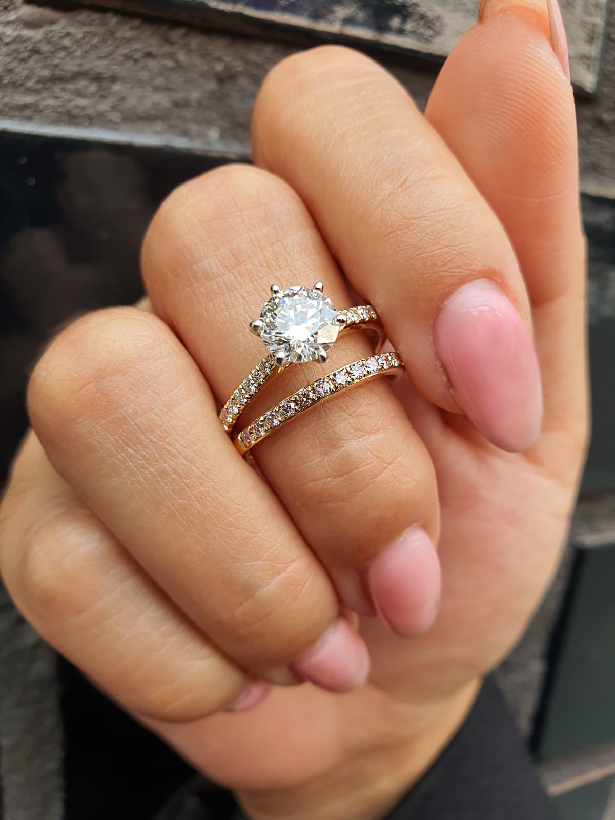 Eminence Pinks & White Diamond Ring in Yellow Gold - Rosendorff Diamond Jewellers