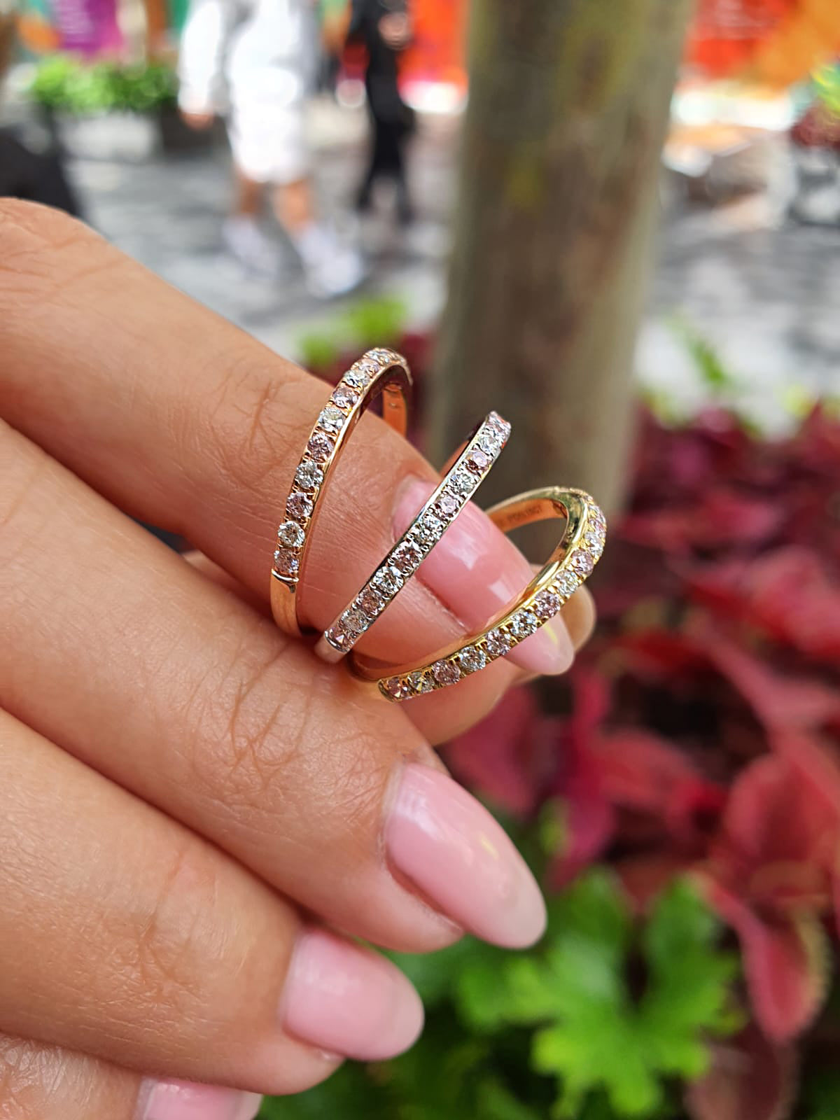 Eminence Pinks & White Diamond Ring in Yellow Gold - Rosendorff Diamond Jewellers